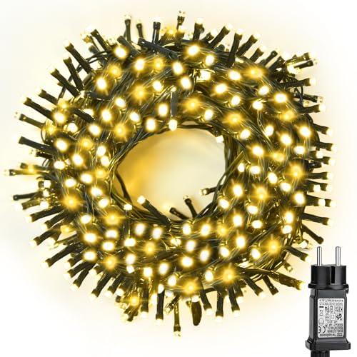 FZIFZI Luci Albero di Natale Bianco Caldo, 20M 200 LED Luci Natale Esterno Impermeabile, 8 Modalità Luci Natale Interno per Adatto a Giardino,