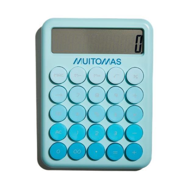 Muitomas, Calcolatrice con Display Ampio a 12 Cifre, Portatile, Alimentazione con Batteria AAA, Colore Blu Ottanio