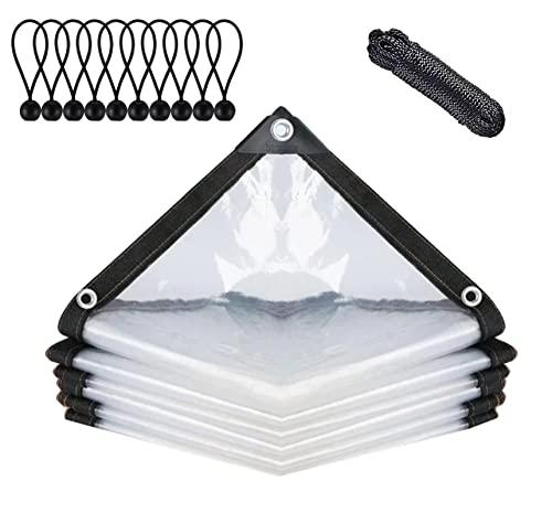 BCBIG Telone impermeabile trasparente con occhielli, per mobili da giardino, utilizzabile per esterni, impermeabile, isolamento delle piante, per mobili, antipolvere, con cordoncino, 3 x 3 m
