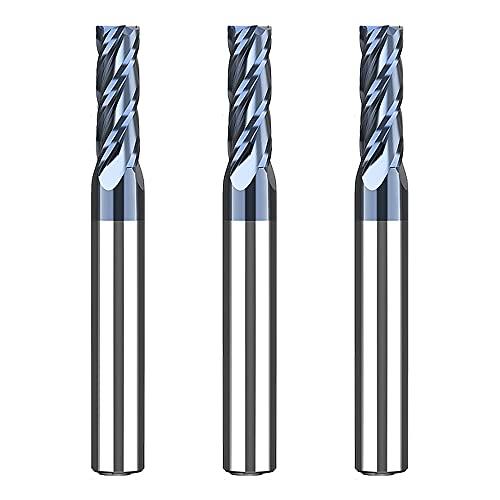 CREEYA 3 pezzi in metallo duro integrale 5mm 4 flauto/4 Precision Fresa piana, Nero rivestimento in AlTiN, VHM per metallo, legno, acrilico, plastica