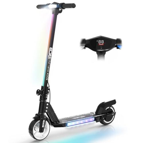 RCB R12 Monopattino Elettrico per Bambini 6-12 Anni, Max 15Km/h & 10 km, Luce LED Arcobaleno, 6,5