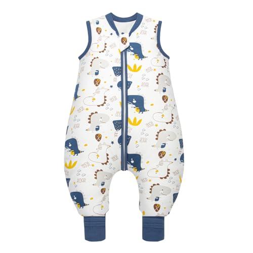 MIKAFEN Bambini Sacco nanna invernale con gambe 2,5 Tog,100% cotone,Sacco nanna con piedini,95-105 cm/3-4 anni,Dinosauro
