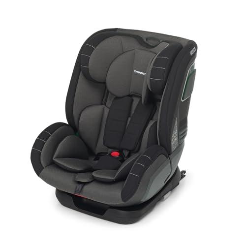 Foppapedretti Seggiolino Auto Run I-Size, per bambini da 76 a 150 cm di altezza, 15mesi-12 anni, conforme ECE R129, Fissaggio Dualfix (Isofix e non), Safe Body Protection, Comfort Kid Pad, Nero