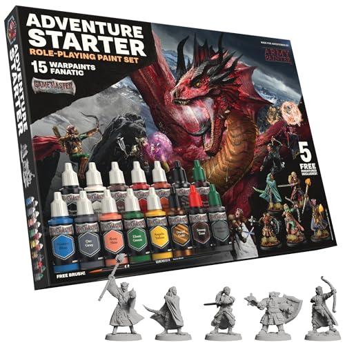 The Army Painter, GameMaster: Adventure Starter Role-playing Paint Set, 15 x 18 ml di colori modellistici Fanatic, incl. primer, 5 miniature da tavolo e 1 pennello – per DnD e Warhammer
