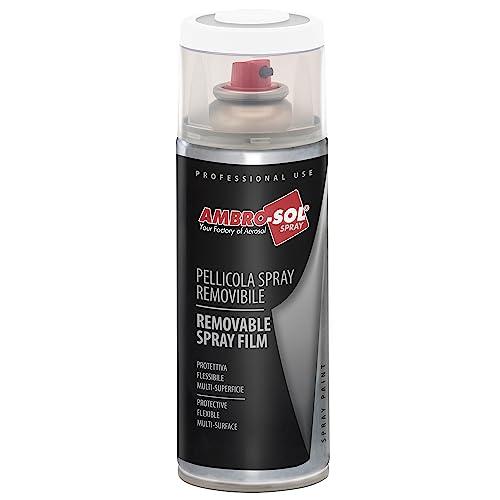 Ambro-Sol V406BI Pellicola Spray Rimovibile, Idonea su tutte le Superfici non Porose, Adatto per Carrozzeria, Attrezzi Sportivi ecc., Bomboletta Spray in Banda Stagnata Riciclabile 400 ml Bianco Opaco