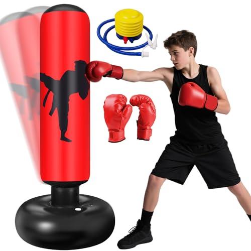 Ninonly Sacco da Boxe per Bambini 160cm con Guantoni e Pompa Punching Ball Bambini Perfetto per Allenamento a Casa, All'Aperto, Sacco Boxe da Terra Bambini Ideale per Bambini dai 3 ai 12 Anni