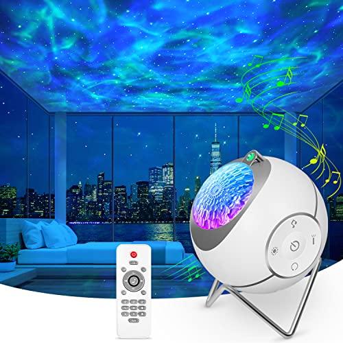 ibell Proiettore Stelle Soffitto, LED Lampada Proiettore Bambini Luce Notturna, Ruotabile a 360° Proiettore Galassia Cielo Stellato Soffitto con Rumore Bianco, Timer, Regalo per Adulti Bambini