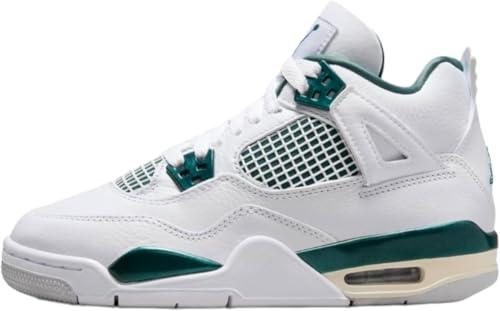 Nike Air Jordan 4 Retro Grandi Bambini, Bianco/Verde ossidato - bianco, 3.5 Big Kid