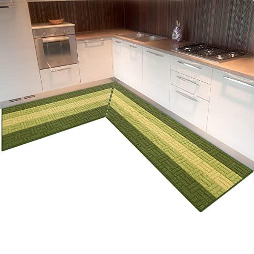 ARREDIAMOINSIEME-nelweb Tappeto Cucina Angolare su Misura Bordato Tessitura 3D Antiscivolo Mod.Mia Angolare Verde