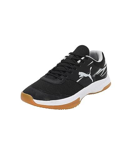 PUMA Varion II, Indoor Court Shoe Unisex-Adulto, Black Cool Light Gray Yellow Blaze Gum, 45 EU