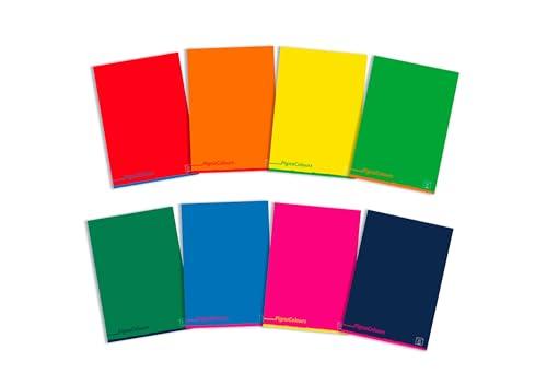 Pigna, Maxi Pigna Colours, A4 21x29.7 cm, 80 g/m², Copertina trattamento vernice acqua, Fogli a Righe per Prima e Seconda Elementare, Colori Assortiti, Colori Assortiti, 10