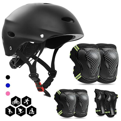 FAYITING Casco da Bici per Bambini, Set di Protezioni per Bambini, Protezioni Ginocchiere Gomitiere Polsiere per Skate Bicicletta Pattinaggio Monopattino e Altri Sport Estermi