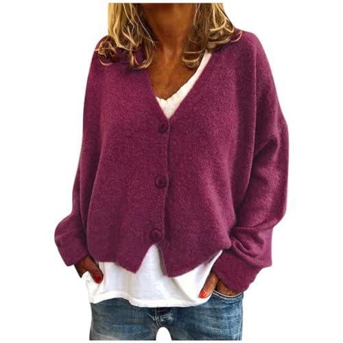 Cardigan da donna di grandi dimensioni, con scollo a V, gilet lungo con bottoni, da donna, autunno e inverno, pullover a maglia, cappotto casa, cappotti a maniche lunghe, abbigliamento tinta unita