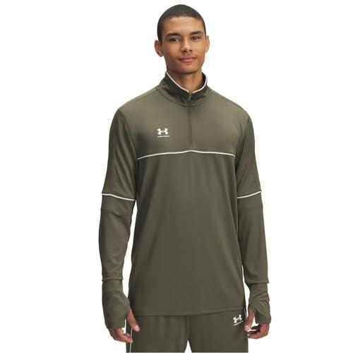 Under Armour Uomo Challenger Training Quarter Zip, Felpa Sportiva Resistente, Leggera e Traspirante, Maglia Manica Lunga con 1/4 Zip e Fori per i Pollici,Marine OD Green/White,MD