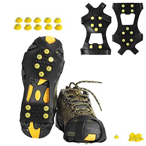 Tacchetti da ghiaccio Willceal, pinze da ghiaccio Traction Cleats Scarpe e stivali Rubber Snow Shoe Spikes Ramponi con 10 borchie in acciaio inox Impediscono attività all'aperto da Wrestling