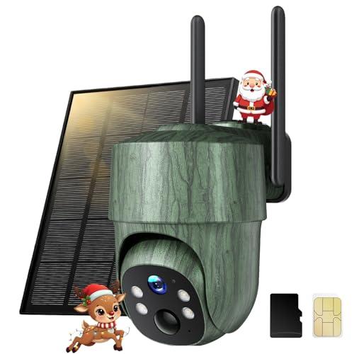 CEYOMUR 4G LTE Fototrappola con SIM, 2K PTZ Fototrappola Solare con Batteria 8400mAh e APP, Telecamera Infrarossi Invisibili 940nm e Visione Notturna a Colori, Streaming Live, Motion Attivato