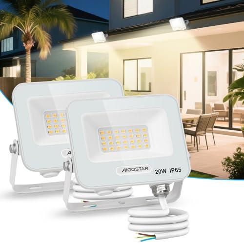 Aigostar Faretto LED da Esterno 20W, 1650LM, Faretti LED Esterno Naturale 4000K, Luce di Sicurezza Impermeabile IP65, Per Giardino, Cortile, Garage, Corridoio, Confezione da 2