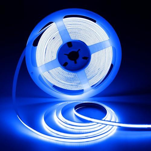 ShineBurky Striscia LED COB 10 Metri Blu, 24V Strisce LED CRI93+ Larghezza 8mm LED Strip Light Tagliabile Flessibile Per TV Backlight Cucina Camera da Letto Decorazione (Senza Alimentatore)