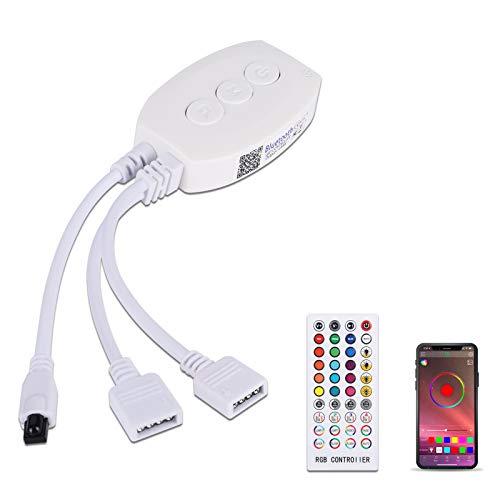 Striscia RBG LED Controller Bluetooth, ALED LIGHT Controller di Luce Luminose LED Strisce Controllo Remoto Senza Fili Bluetooth con 24 Tasti Telecomando IR App Controllo Intelligente per Android/IOS
