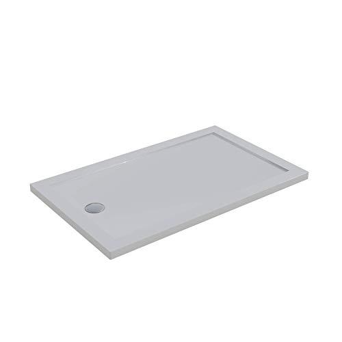Piatto Doccia 80x140 Acrilico Bianco Lucido Ultraslim Altezza 4cm Piletta Inclusa