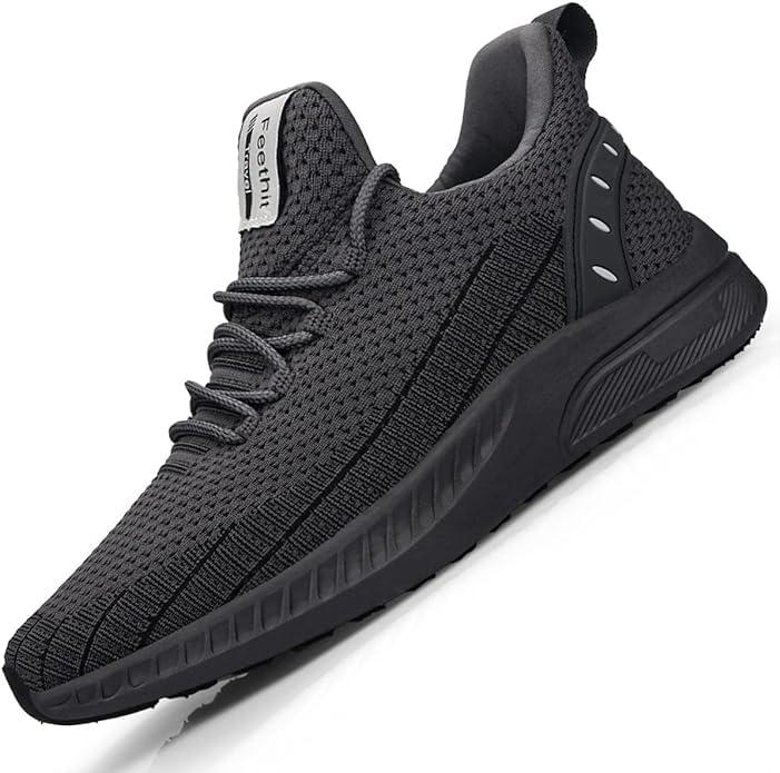 Feethit Chaussures de Sport Homme Respirant Légère de la Mode de Marche Fitness Tennis Outdoor Gym Sneakers Gris Foncé 45