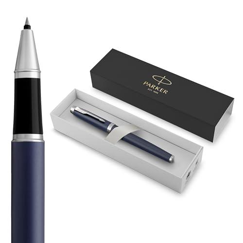 Parker IM Penna Roller | Punta Fine e Ricarica di Inchiostro Nero | Matte Blue Chrome Trim