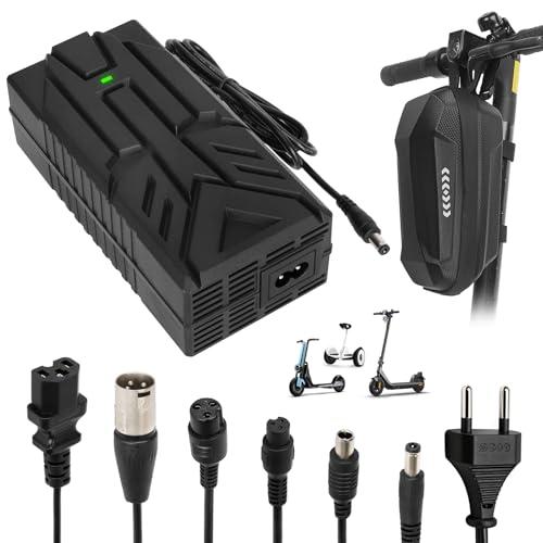 HPGAAVD 54,6V 2A Caricatore per Scooter Elettrico，48V Caricatore Universale batteria litio con 6 Connettori,Carica rapido per Hoverboard, Bici Equilibrata, Drifting Board,E-Bike+2L Borsa Impermeabile