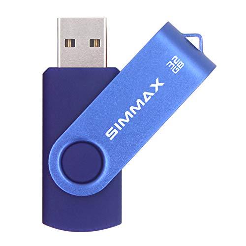 SIMMAX Chiavetta USB 32GB Pen Drive Girevole USB 2.0 Unità Memoria Flash (32GB Blu)
