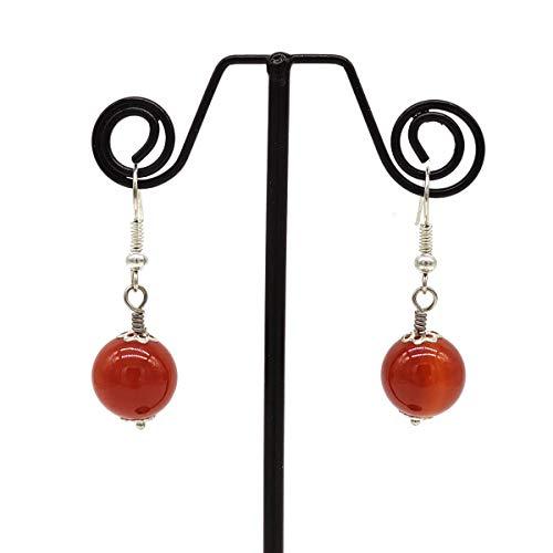 Orecchini Donna in Corniola liscia, Pietre Dure, Fatti a Mano, Mod. Madame