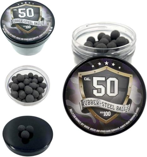 SSR 100x Hard Mix Rubber-Steel Balls Patinballs Rubberballs Pallini in Gomma Acciaio 50 Calibro Cal. for Paintball Defense Gun Pistol