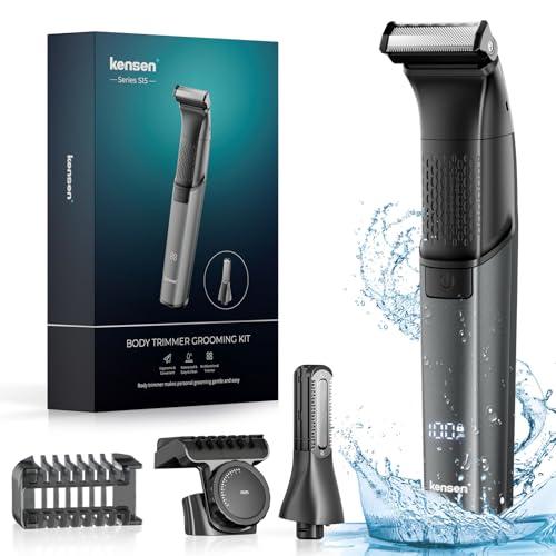 kensen Rasoio Elettrico Corpo Uomo Impermeabile Rasoio Corpo Uomo 2 In 1 Depilatore Intimo Wet&Dry Tagliapeli con Pettini Regolabili 1-10mm per Arti & Torso & Dalla Vita in Giù 100 Minuti di Autonomia