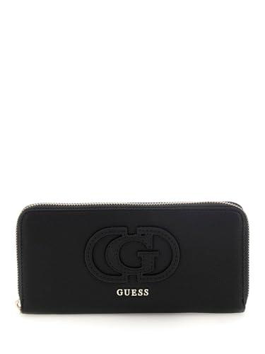 GUESS Calebra Large Around Wallet, Portafoglio Grande con Zip, Pochette Donna, Nero, Taglia Unica