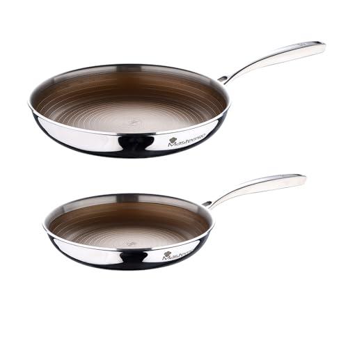 MasterPRO Set 2 padelle 24+28cm multistrato in acciaio antiaderente per induzione con manico ergonomico linea Giro3 Gold