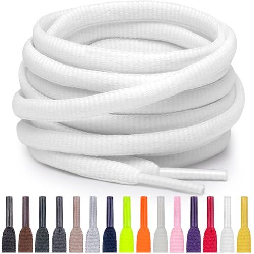 Miscly Lacci Sportivi Ovali - Disponibili in Diverse Lunghezze e Colori (Bianco, 114 cm)