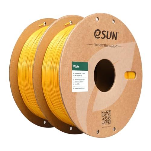 eSUN PLA+ filamento 1,75 mm, filamento per stampante 3D PLA Plus, precisione dimensionale +/- 0,03 mm, 1 kg per bobina, 2 bobine di filamento di stampa 3D per stampante 3D, Giallo