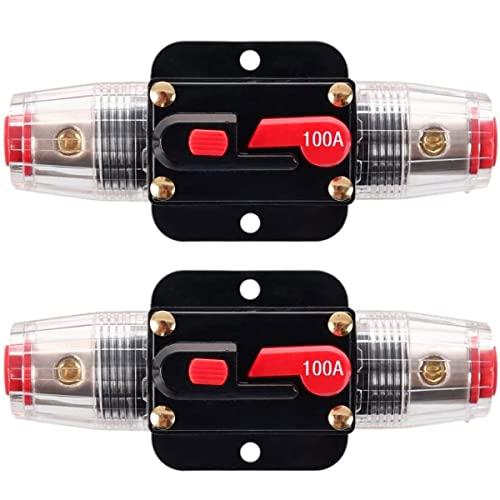 Greluma 2 Pz fusibile di ripristino dell'interruttore automatico in linea da 100 A, portafusibili 12V-24V DC con ripristino manuale per sistema audio per barche marine automobilistiche