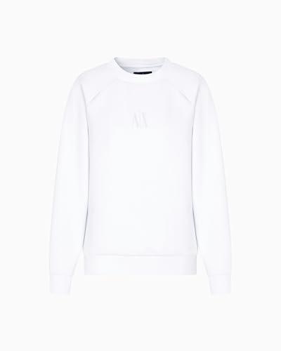 Armani Exchange Icon Project, Shiny Logo, Crewneck, Felpa Donna, Optic White, XL
