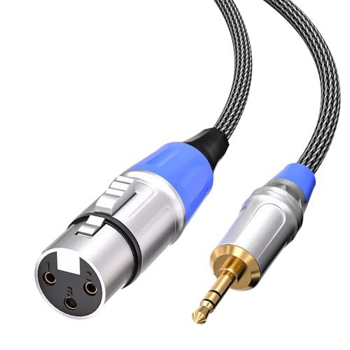 Tisino Cavo XLR Jack 3.5 mm, cavo da XLR femmina a mini jack 3,5 mm per microfono Aux per videocamere, fotocamere DSLR, dispositivo di registrazione per computer e altro ancora - 1M