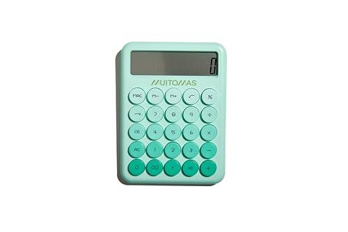 Muitomas, Calcolatrice con Display Ampio a 12 Cifre, Portatile, Alimentazione con Batteria AAA, Colore Verde Salvia