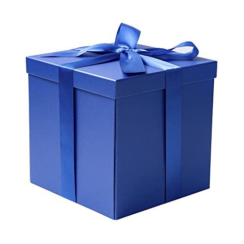 RUSPEPA Confezione Regalo Di Compleanno Media Con Coperchi, Nastro E Carta Velina, Confezione Regalo Pieghevole - 1 Pz, 23 X 23 X 23 cm, Blu Reale