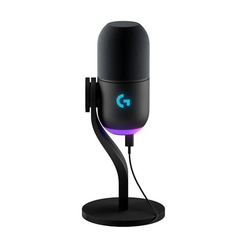 Logitech G Yeti GX Dynamic Microfono a condensatore RGB per gaming con LIGHTSYNC, microfono USB per streaming, supercardioide, Plug and Play USB per PC/Mac - Nero