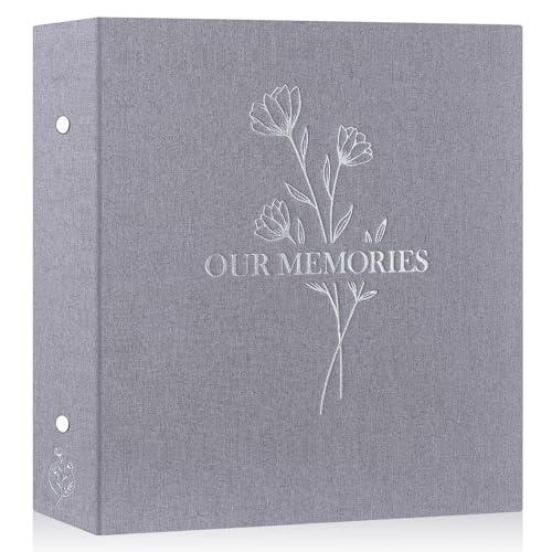 Lanpn Lino Album Fotografico 10x15 1000 Tasche, OUR MEMORIES Grande Biancheria Album Foto Portafoto Verticale Orizzontali Tascabile Tasca (Grigio)