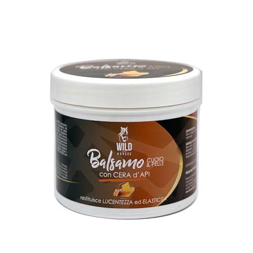 Wild Horses | Balsamo Cuoio & Pelle con Cera d'Api, Restituisce Lucentezza ed Elasticità, per Cuoio e Selleria, 500g, Made in Italy