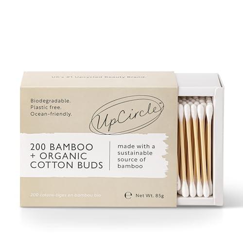 UpCircle Cotton fioc di bambù – 200 pezzi – biodegradabili, sostenibili, senza plastica, completamente riciclabili – un punto fermo per qualsiasi bagno