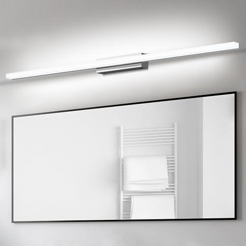 SUZNIU Luce Specchio Bagno Led, 100CM Luce per Specchio Bagno IP44 Freddo 6000K Led del, 20W luminosa Lampada Armadio Illuminazione Impermeabile Argento