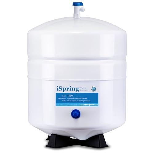 iSpring T32M Serbatoio di Stoccaggio dell'acqua Pressurizzato con Valvola a Sfera per Sistemi ad Osmosi Inversa, 4 Galloni, Valvola del Serbatoio da 1/4