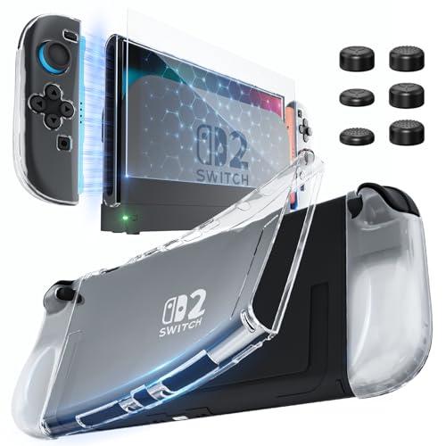 HEYSTOP Cover per Nintendo Switch 2 Custodia Protettiva Trasparente per PC per Nintendo Switch 2 con Protezione per Lo Schermo Switch 2 e Copri-Pollici per Accessorio Console Nintendo Switch 2