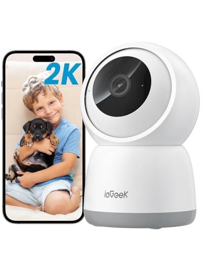 ieGeek 2K Telecamera WiFi Interno Supporta 2,4/5GHz, 3MP Videocamera Sorveglianza Esterno con Tracciamento Automatico e Rotazione a 360°, Visione Notturna, Audio Bidirezionale,Funziona con Alexa, SC1