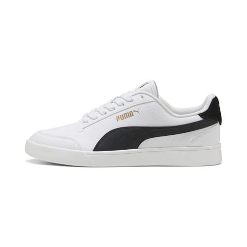 PUMA Unisex Puma Shuffle Sneakers, Puma White-Puma Black-Puma Team Gold, 41 EU