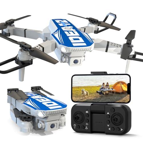 LE-IDEA Mini Drone con Telecamera 1080P, IDEA12 Drone con Posizionamento Flusso Ottico, Evitamento Ostacoli 270°, Modalità Senza Testa, Quadcopter Droni con Trasmissione WiFi per Adulti (Blu)